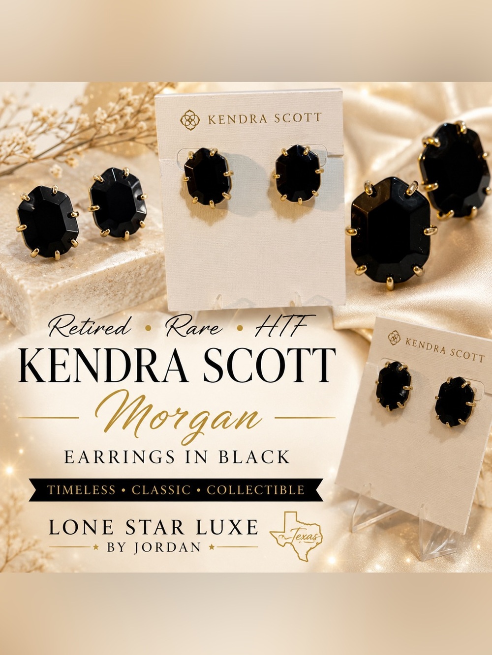 Kendra Scott Morgan Earrings in Black and Gold Rare•Retired•HTF